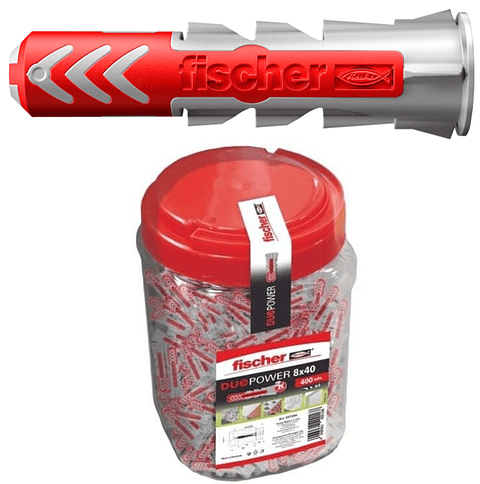 400 Un. Bucha Nylon DuoPower Ø8mm x 40mm 557384 FISCHER 