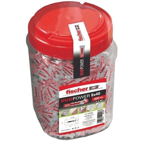 400 Un. Bucha Nylon DuoPower Ø8mm x 40mm 557384 FISCHER 