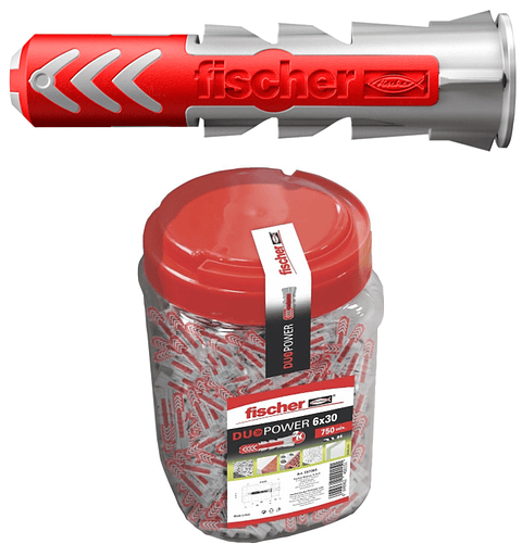 750 Un. Bucha Nylon DuoPower Ø6mm x 30mm 557383 FISCHER 