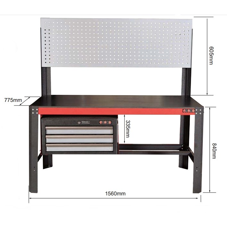 Bancada de Trabalho 1560mm com 3 gavetas e Painel 50253 FORCE 2