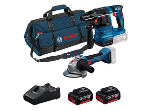 Conjunto sem fio Rebarbadora GWS 18V-8 (125) + Martelo GBH 18V-22 + 2 Baterias 18V 4.0Ah BOSCH