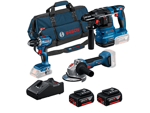 Conjunto Aparafusadora GSR 18V-45 + Rebarbadora GWS 18V-8 (125) + Martelo GBH 18V-22 + 2 Baterias 18V 4.0Ah PRIMEKIT BOSCH