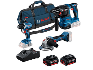 Conjunto Aparafusadora GSR 18V-45 + Rebarbadora GWS 18V-8 (125) + Martelo GBH 18V-22 + 2 Baterias 18V 4.0Ah PRIMEKIT BOSCH
