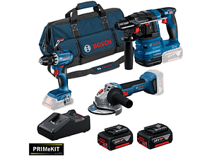 Conjunto Aparafusadora GSR 18V-45 + Rebarbadora GWS 18V-8 (125) + Martelo GBH 18V-22 + 2 Baterias 18V 4.0Ah PRIMEKIT BOSCH