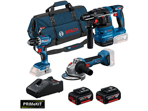 Conjunto Aparafusadora GSR 18V-45 + Rebarbadora GWS 18V-8 (125) + Martelo GBH 18V-22 + 2 Baterias 18V 4.0Ah PRIMEKIT BOSCH
