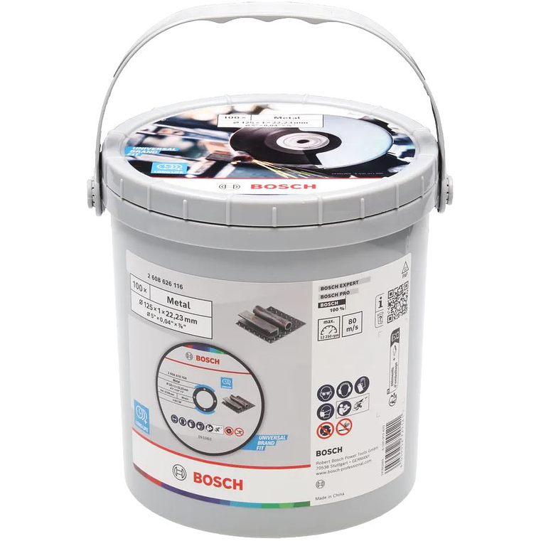 Balde com 100 discos de corte Standard for metal 125 x 1mm BOSCH 2