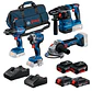 Conjunto Aparafusadora GSB 185-LI + Aparafusadora impacto GDR 18V-215 + Rebarbadora GWS 18V-8 (125) + Martelo GBH 18V-22 + 4 Baterias (2x 4.0Ah + 2x 2.0Ah) +  2 Carregadores PRIMEKIT BOSCH - Miniatura 1