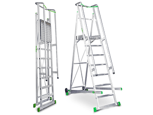 Escada de Alumínio de Armazém com Plataforma e Rodas ES-SM ESCALIBUR BY FARAONE