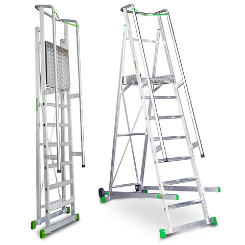 Escada de Alumínio de Armazém com Plataforma e Rodas ES-SM ESCALIBUR BY FARAONE