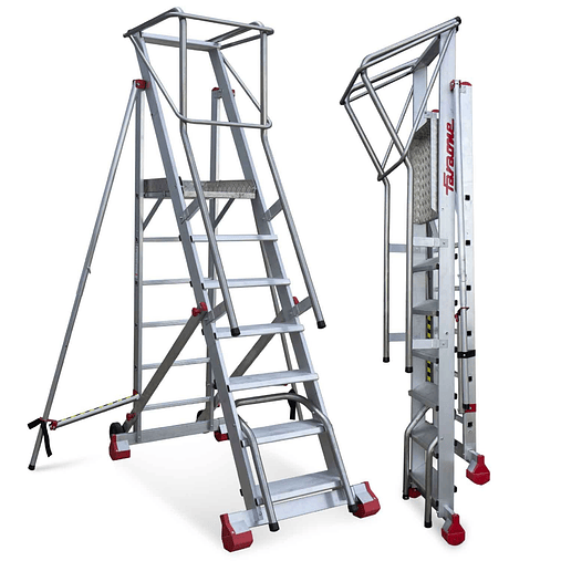 Escada de Alumínio de Armazém com Plataforma e Rodas SMTS FARAONE 1