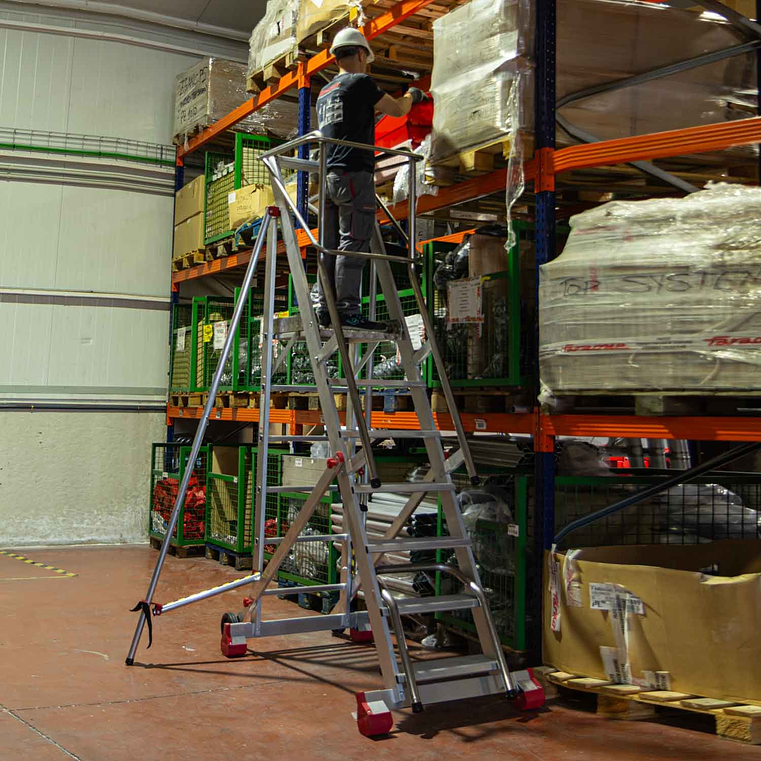 Escada de Alumínio de Armazém com Plataforma e Rodas SMTS FARAONE 5