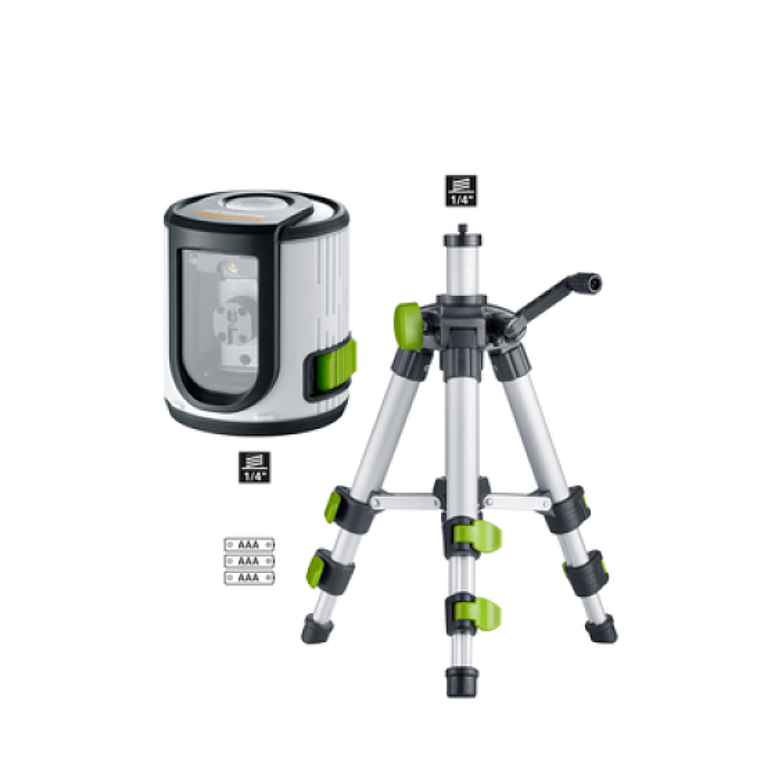 Nível Laser 2 Linhas Verde com Tripé EasyCross-Laser Work Set LASERLINER 1