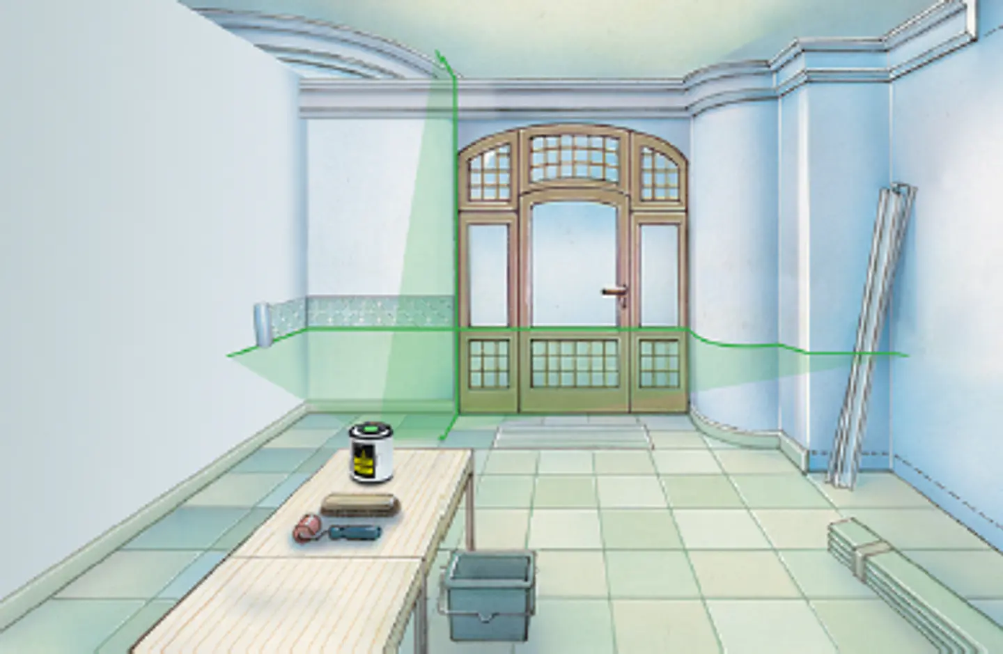 Nível Laser 2 Linhas Verde com Tripé EasyCross-Laser Work Set LASERLINER 5