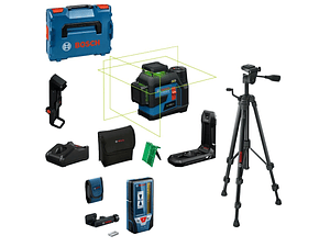 Nivel laser 3 Linhas Verdes GLL 12V-100-33 CG + 1 Bateria 12V 2.0Ah BOSCH + Receptor Laser LR 7 + Tripé BT 150 BOSCH