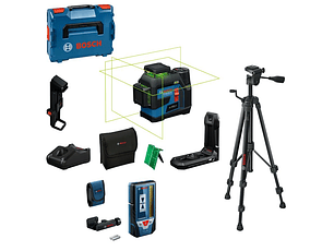 Nivel laser 3 Linhas Verdes GLL 12V-100-33 CG + 1 Bateria 12V 2.0Ah BOSCH + Receptor Laser LR 7 + Tripé BT 150 BOSCH