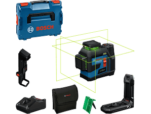 Nivel laser 3 Linhas Verdes GLL 12V-100-33 CG + 1 Bateria 12V 2.0Ah BOSCH + Receptor Laser LR 7 + Tripé BT 150 BOSCH