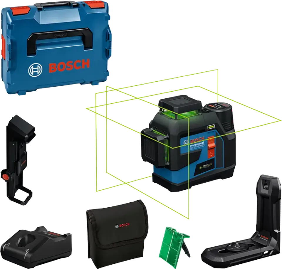 Nivel laser 3 Linhas Verdes GLL 12V-100-33 CG + 1 Bateria 12V 2.0Ah BOSCH + Receptor Laser LR 7 + Tripé BT 150 BOSCH 2