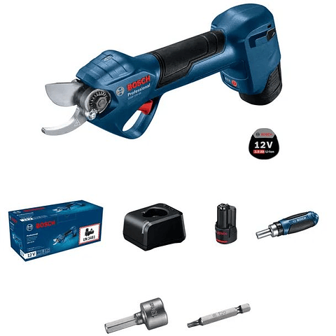 Tesoura de jardim sem fio GGP 12V-25 + 2 baterias 12V 3.0Ah BOSCH