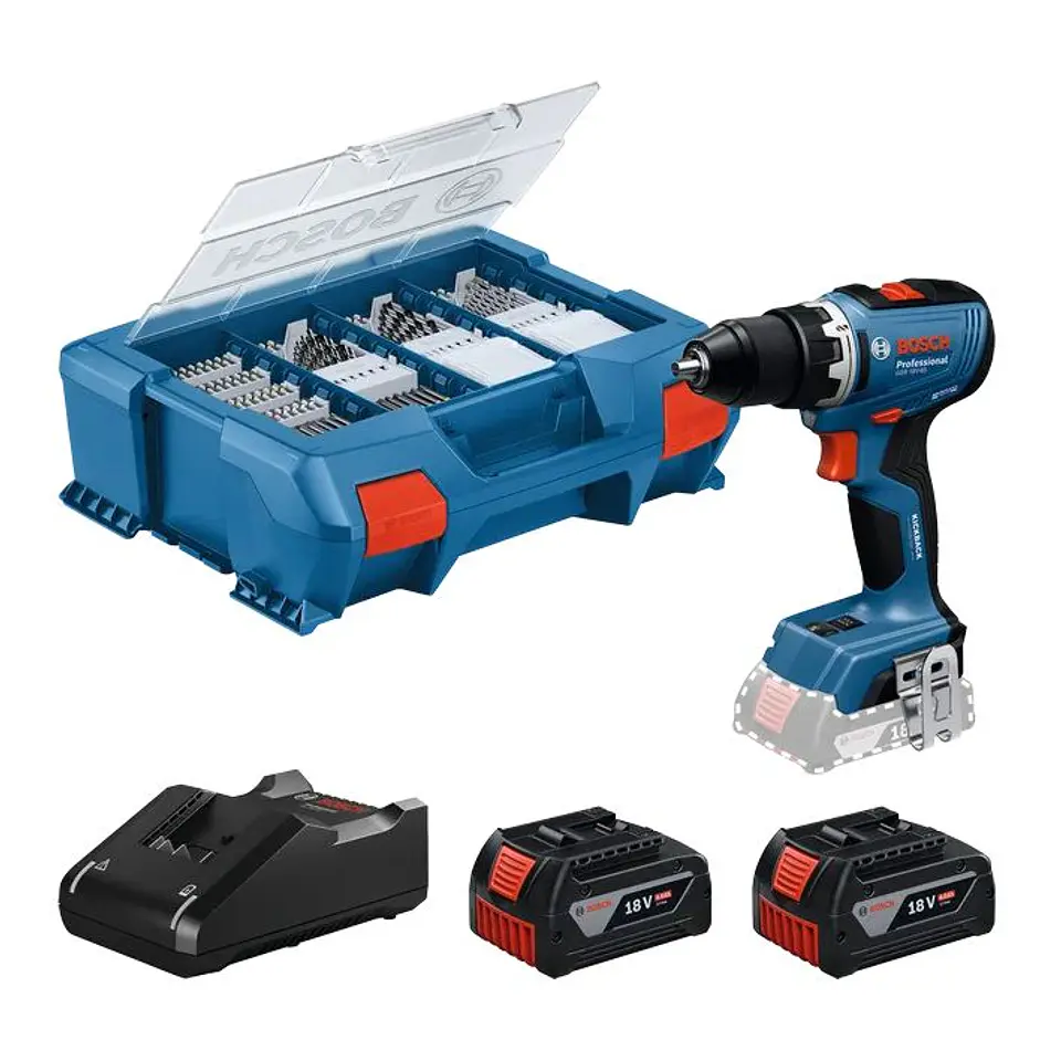 Aparafusadora/Berbequim sem fio GSR 18V-65 + 2 Baterias 18V 4.0Ah + 82 Acessórios BOSCH 1