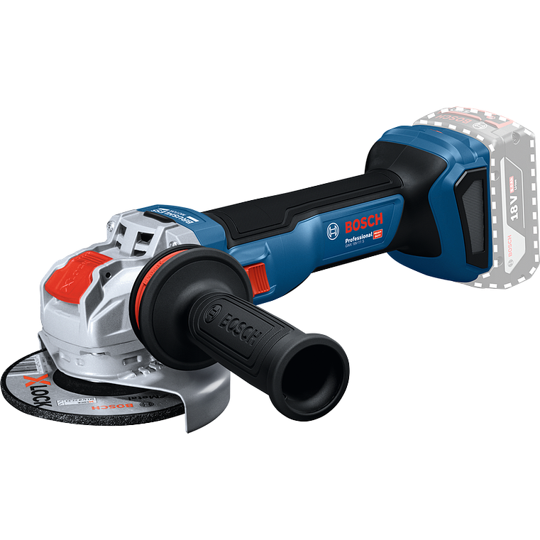 Rebarbadora com regulador de rotações sem fio X-LOCK GWS 18V-11 S (125) + L-BOXX BOSCH 2