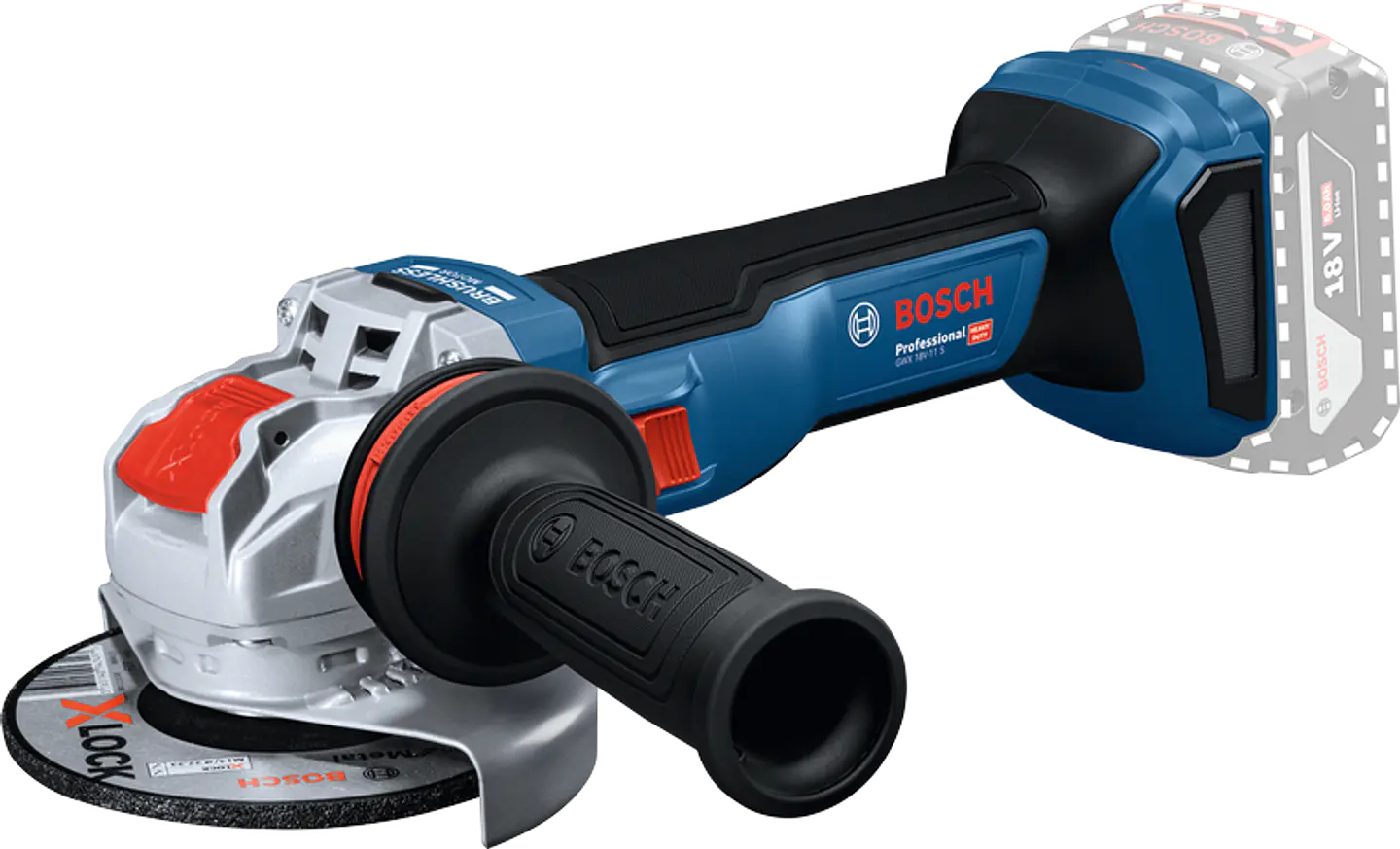Rebarbadora com regulador de rotações sem fio X-LOCK GWS 18V-11 S (125) + L-BOXX BOSCH 2