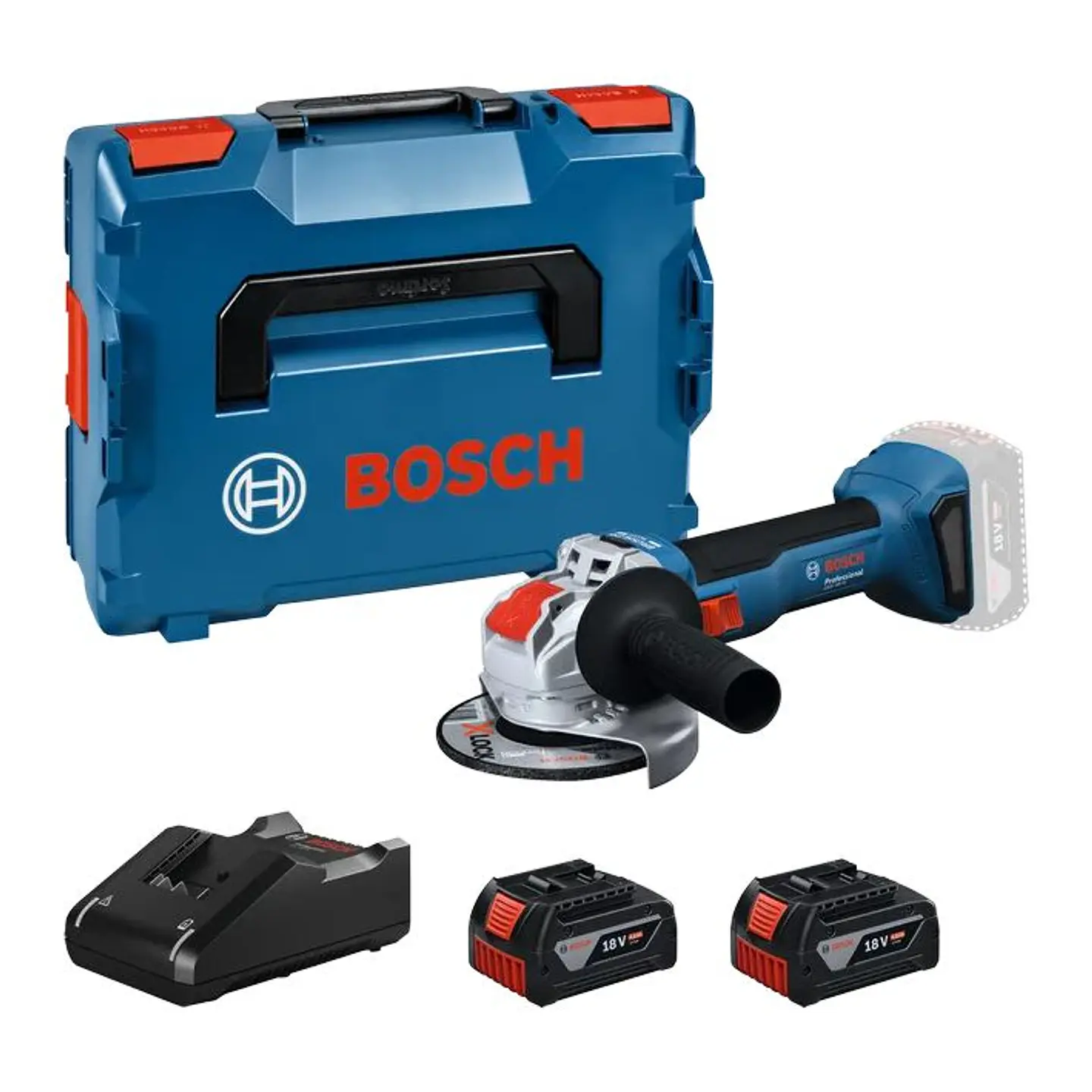 Rebarbadora sem fio X-LOCK GWS 18V-8 (125) + 2 Baterias 18V 4.0Ah BOSCH 1