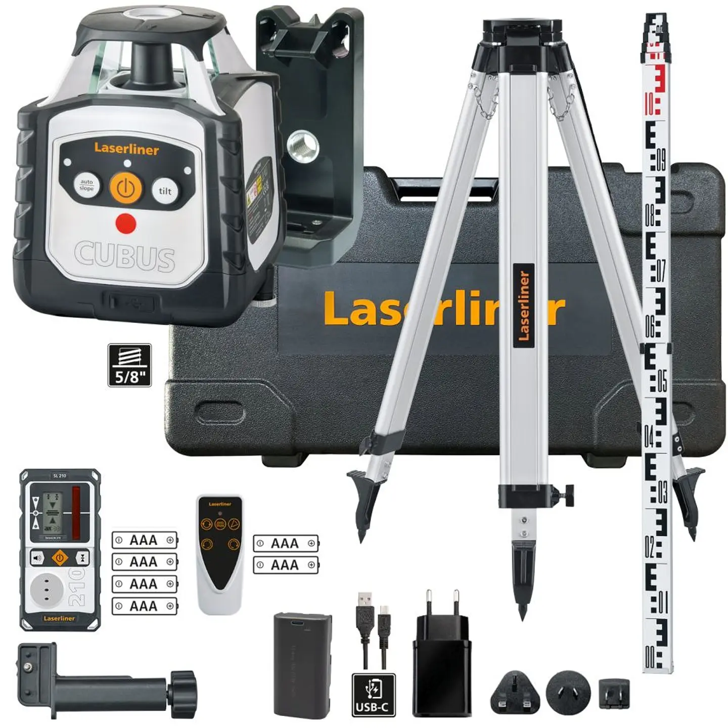 Nivel Laser rotativo de linhas vermelhas Cubus 210 S Set 150 cm LASERLINER 1