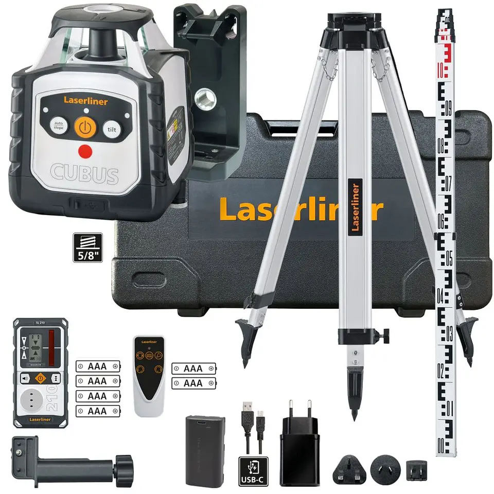 Nivel Laser rotativo de linhas vermelhas Cubus 210 S Set 150 cm LASERLINER 1