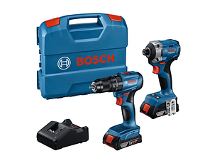 Conjunto de aparafusadora de impacto GDR 18V-215 + Berbequim GSB 185-LI + 2 Baterias 18V 2.0Ah BOSCH