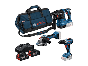 Conjunto sem fio Aparafusadora GSR 18V-65 + Rebarbadora GWS 18V-8 (125) + Martelo GBH 18V-22 + 2 Baterias 18V 4.0Ah BOSCH