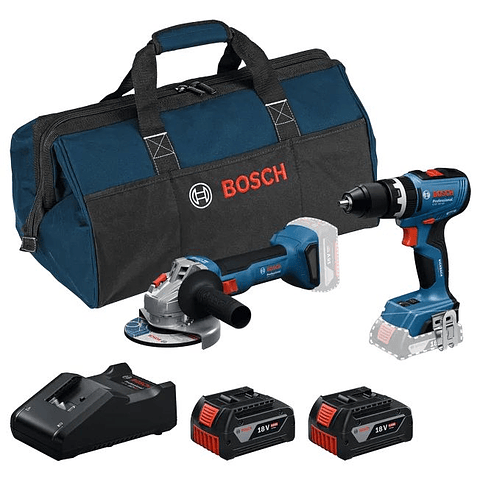 Conjunto de Rebarbadora GWS 18V-8 (125) e Aparafusadora/Berbequim GSB 18V-65 BOSCH
