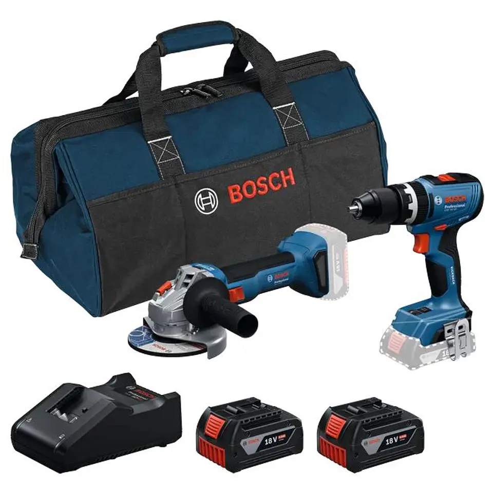 Conjunto de Rebarbadora GWS 18V-8 (125) e Aparafusadora/Berbequim GSB 18V-65 BOSCH 1