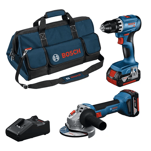 Conjunto sem fio Rebarbadora GWS 18V-8 (125) + Aparafusadora GSR 18V-45 + 2 Baterias 18V 4.0Ah BOSCH