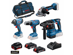 Conjunto 4 máquinas GBH 18V-22, GWS 18V-8 (125), GSB 18V-21, GDR 18V-160 + 3 Baterias (1x 4Ah + 2x 2Ah) PRIMeKIT BOSCH