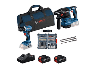 Conjunto de Aparafusadora GSR 18V-45 + Martelo perfurador GBH 18V-22 + 2 Baterias 18V 4.0Ah BOSCH