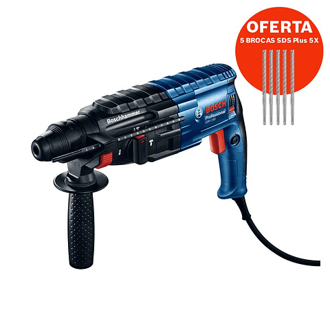 Martelo perfurador SDS plus GBH 240 + 5 Brocas SDS plus 5X BOSCH