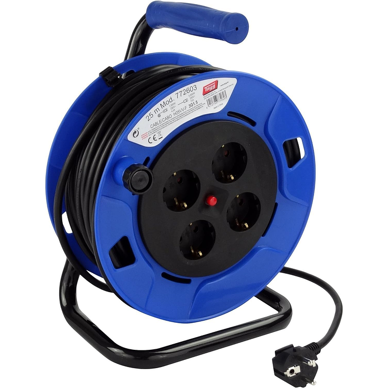 Extensão com Enrolador Cabo Elétrico IP20 4.000W H05VV-F 3x1.5mm 25 Metros TAYG 1
