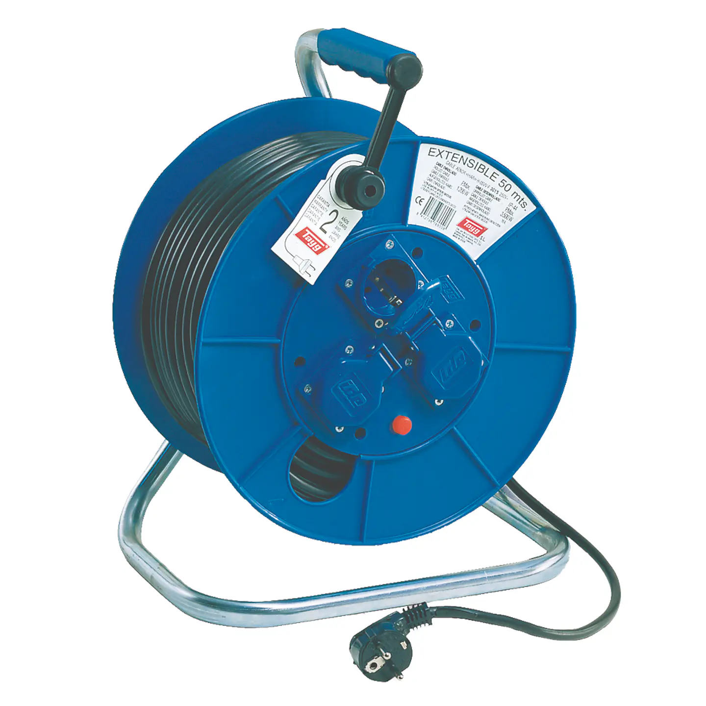 Extensão com Enrolador Cabo Elétrico IP55 4.000W H05VV-F 3x2.5mm 50 Metros TAYG 1