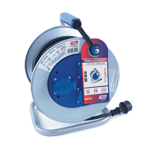 Extensão com Enrolador Metálico Cabo Elétrico IP55 4.000W H05VV-F 3x2.5mm 25 Metros TAYG 1