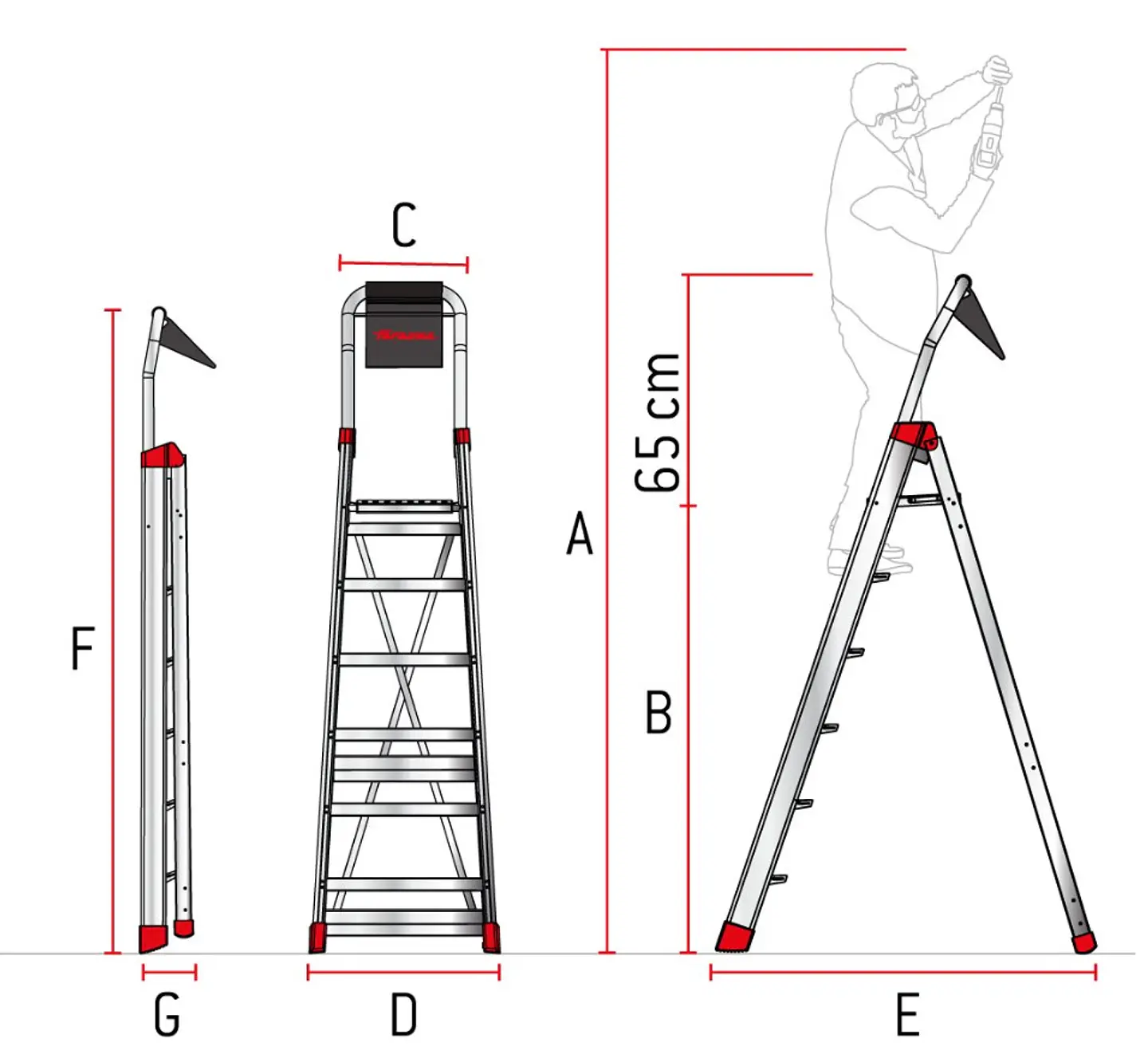 Escada profissional em alumínio DOMUS FARAONE 8