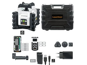 Nivel Laser Verde rotativo linhas verdes Quadrum Compact GT M300 S + Receptor + Controlo remoto LASERLINER
