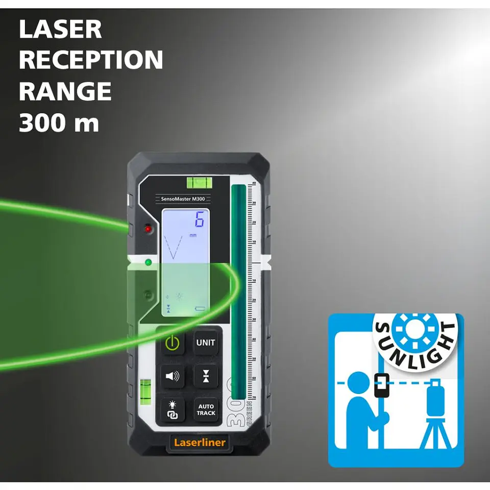 Nivel Laser Verde rotativo linhas verdes Quadrum Compact GT M300 S + Receptor + Controlo remoto LASERLINER 6