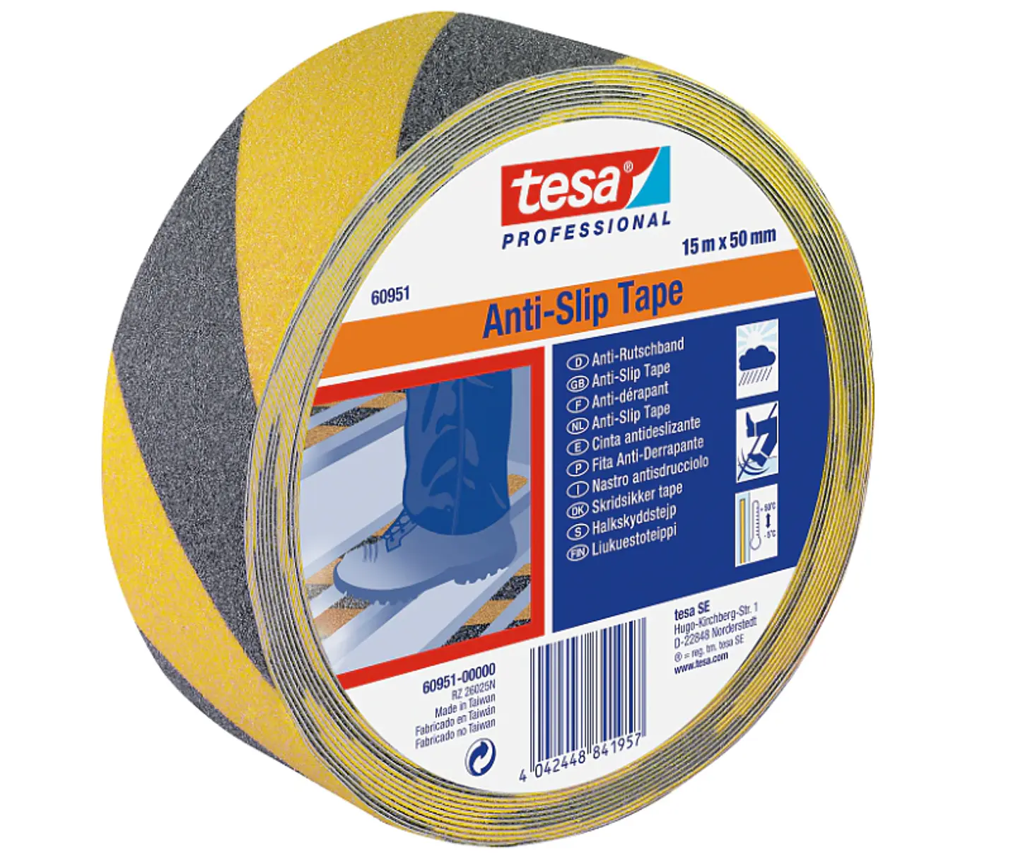 Rolo Fita Anti-Derrapante Amarelo/Preto 50 mm x 15 mts. 60951 TESA 1