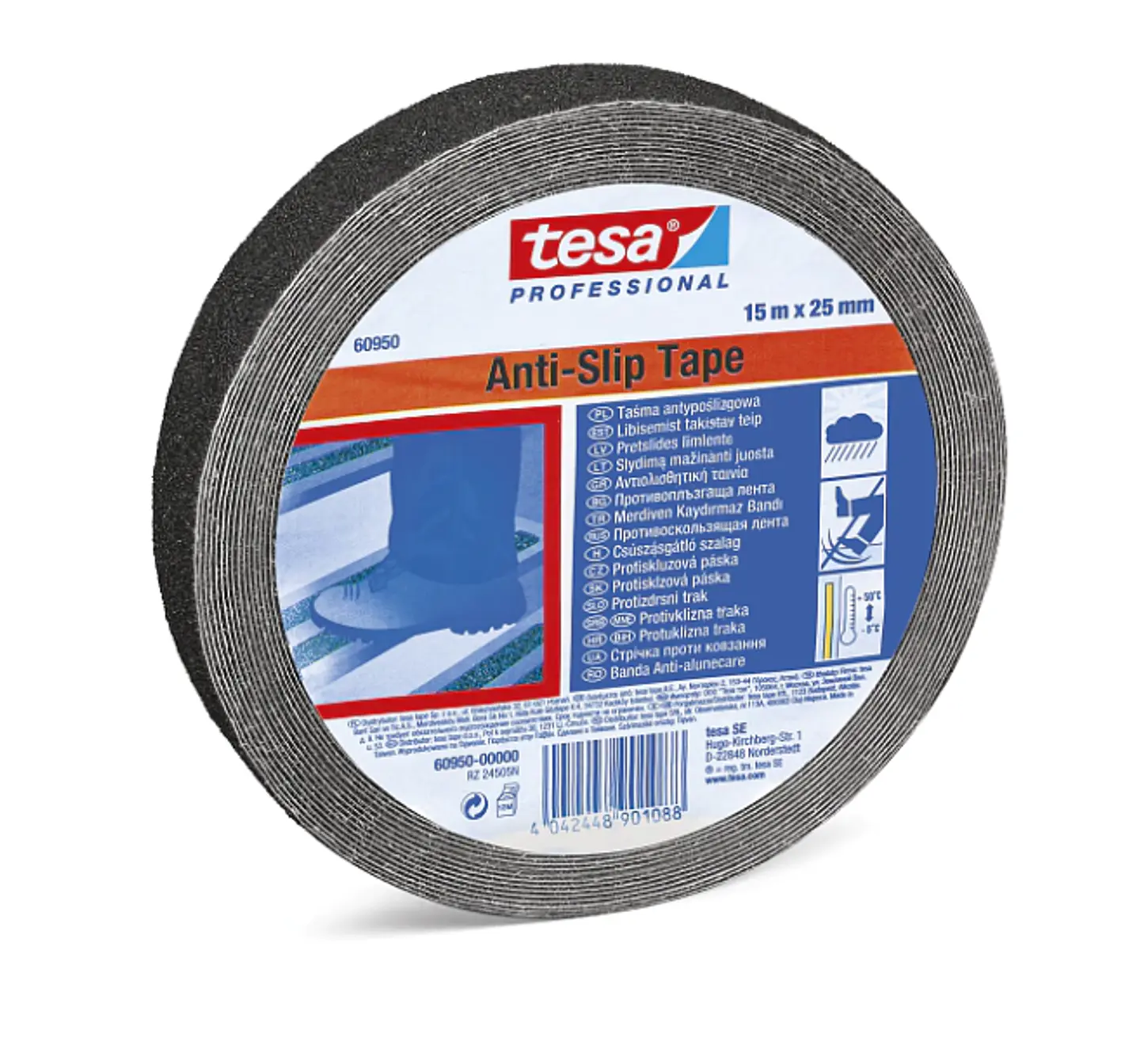 Rolo Fita Anti-Derrapante Preto 25 mm x 15 mts. 60950 TESA 1