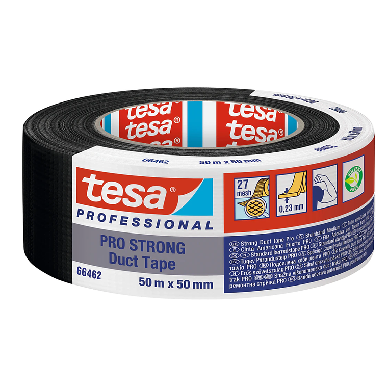 Rolo Fita Americana Preto Duct Pro Strong 50 mm x 25 mts. 66462 TESA 1