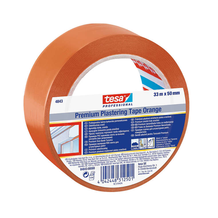 Rolo Fita para Reboco Laranja 50 mm x 33 mts. 4843 TESA  1