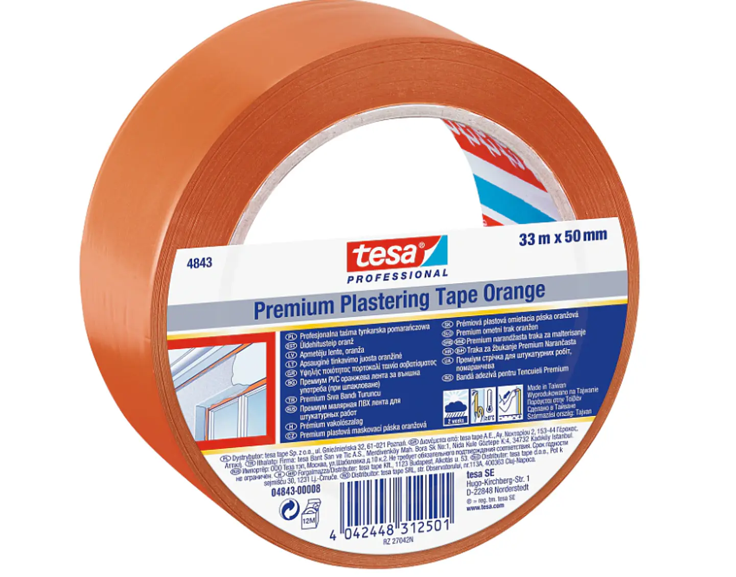 Rolo Fita para Reboco Laranja 50 mm x 33 mts. 4843 TESA  1