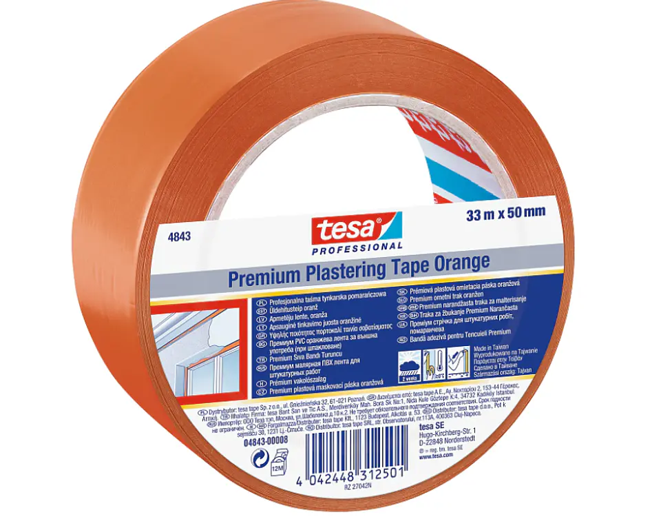 Rolo Fita para Reboco Laranja 50 mm x 33 mts. 4843 TESA  1