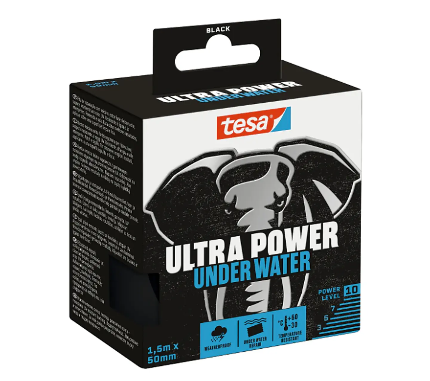 Rolo Fita Reparadora Preto Ultra Power Underwater 50 mm x 1,5 mts. 56491 TESA 1