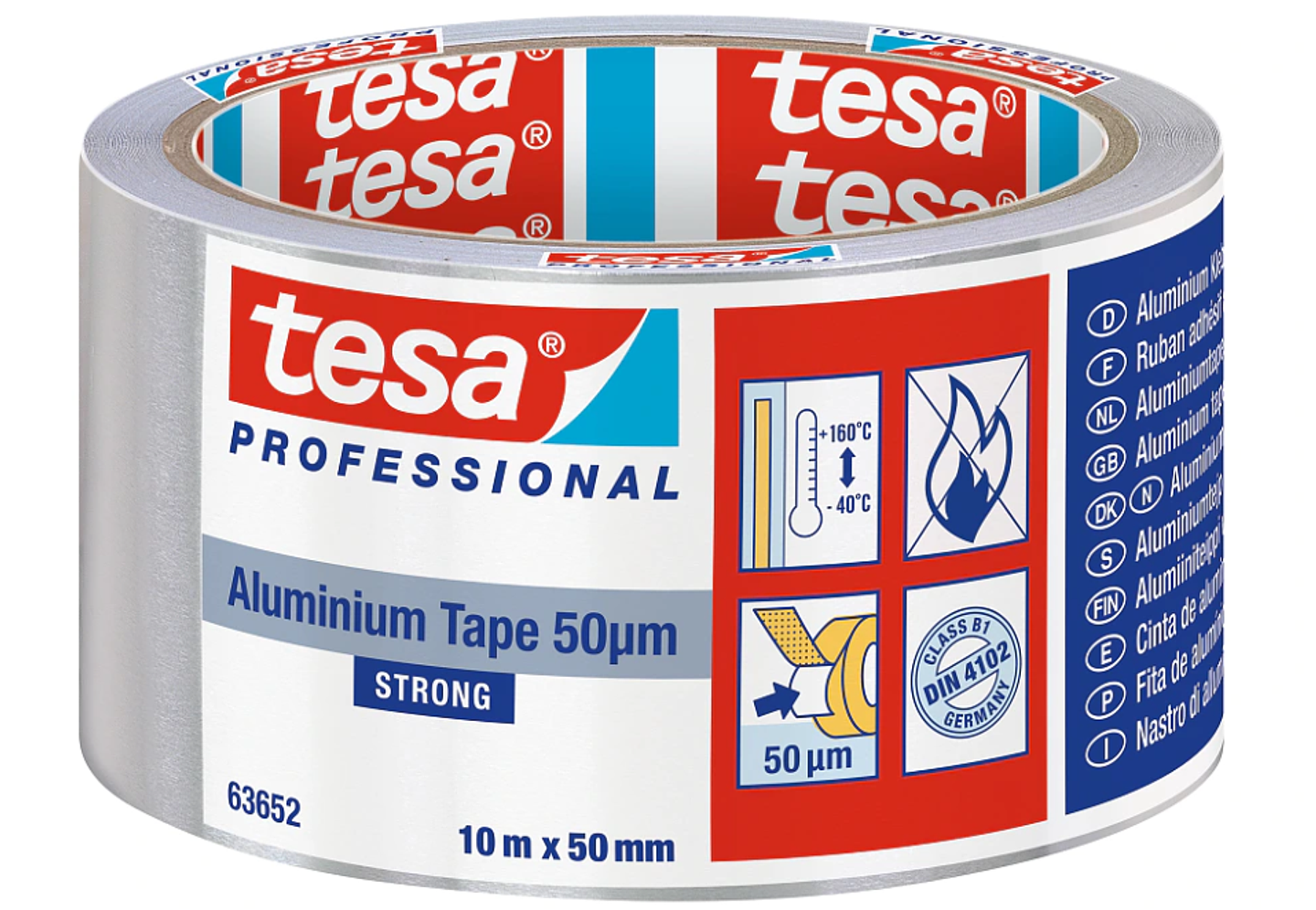 Rolo Fita Aluminio Universal 50μm 50 mm x 10 mts. 63652 TESA 1